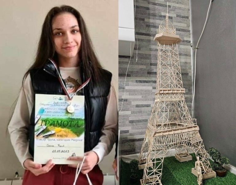 Нестандартно: Ученичка от Айтос направи Айфеловата кула от дървени пръчици